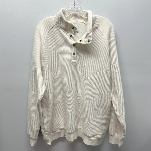 Goodfellow & Co Other - Goodfellow & Co. Cream White Textured Quarter Snap Pullover Sweatshirt Men’s XL
